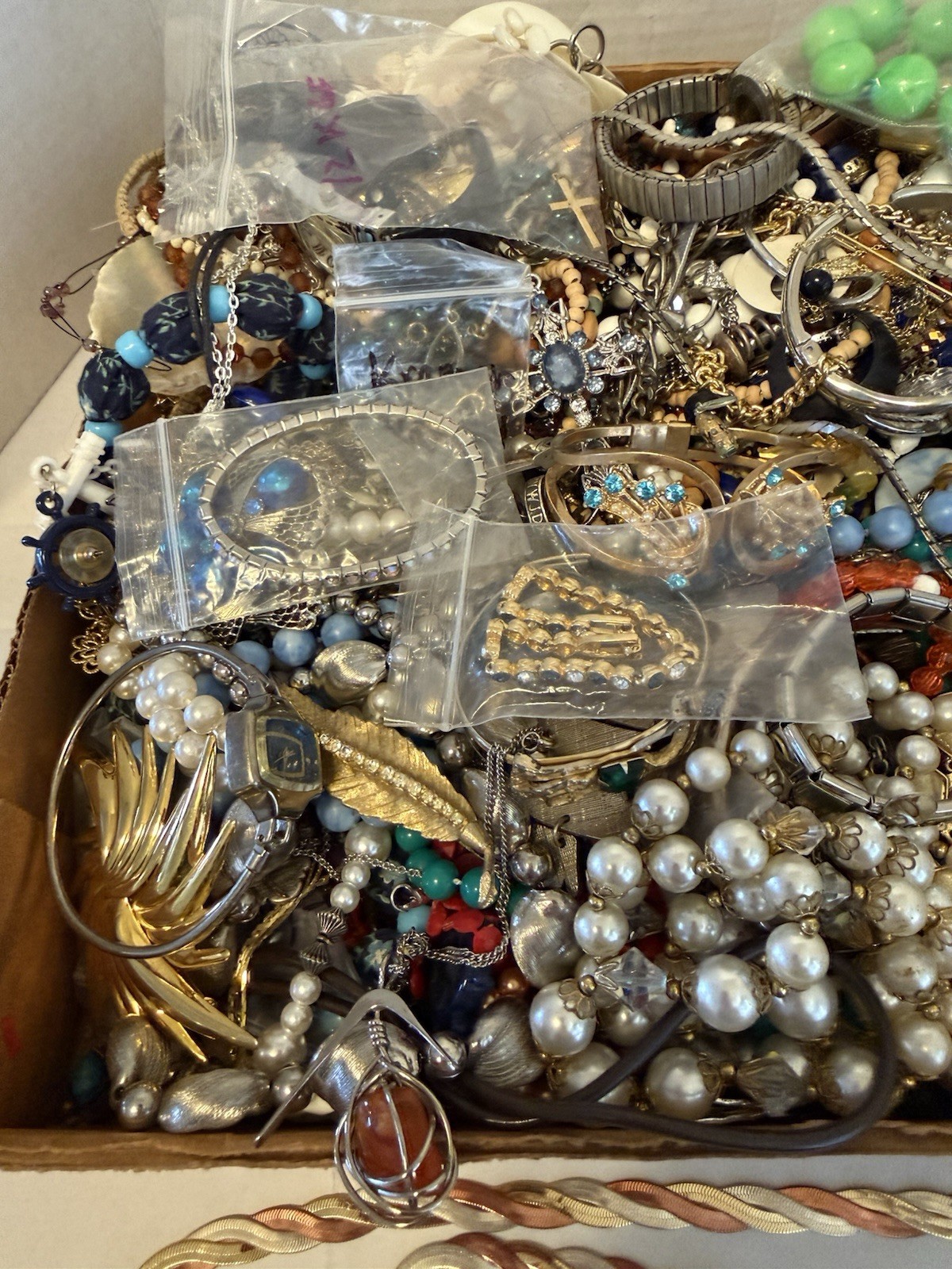 HUGE 16LB Vintage & Modern Costume Jewelry Wearable Craft Parts 925 Gold Filled