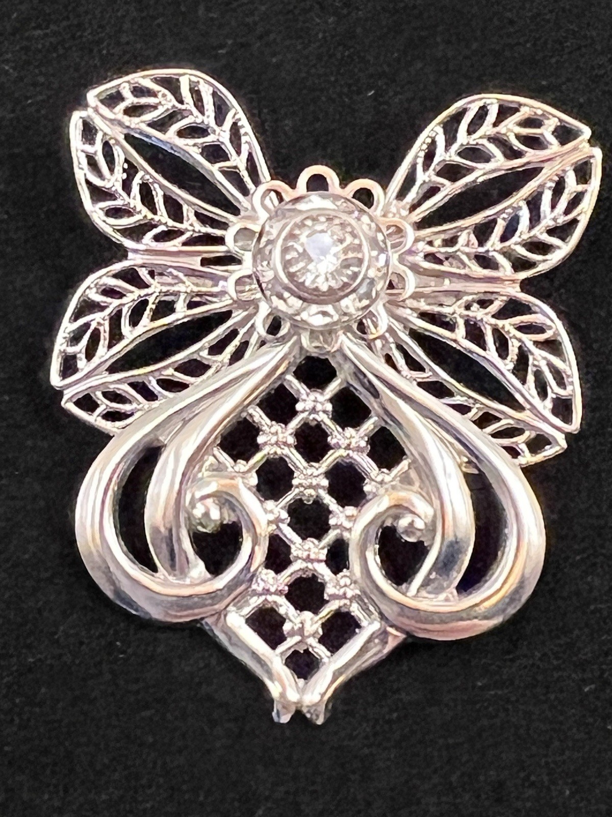 Vintage Angel Pin Brooch Jewelry Clear Rhinestone Silver Tone Signed “jane”