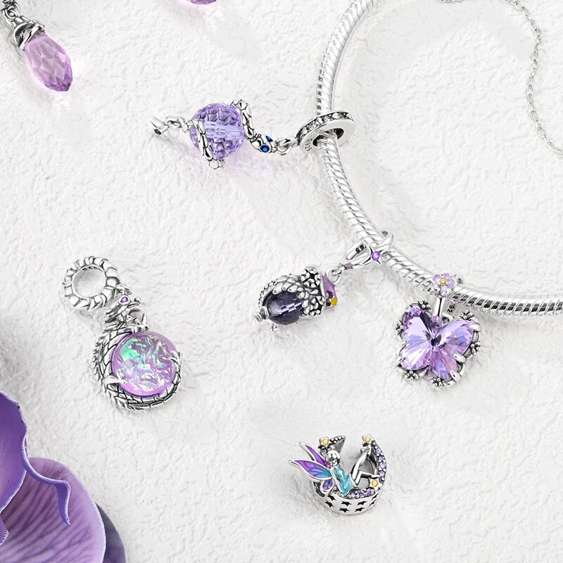 MULA 100% Sterling Silver CZ Charm Mysterious Purple Series Fit Women Bracelet