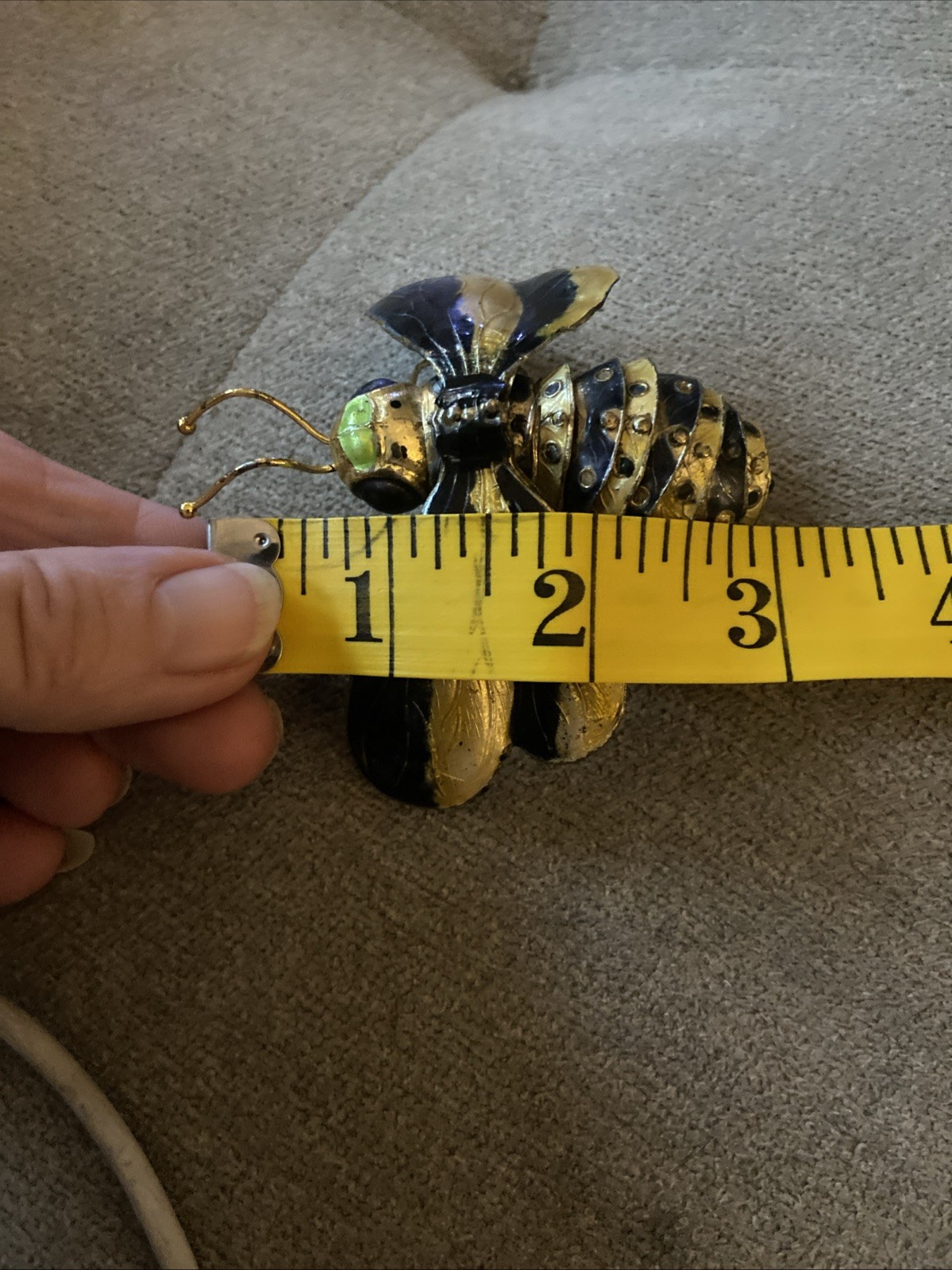 ARTICULATED ENAMEL BUMBLE BEE FIGURE SCULPTURE Ornament