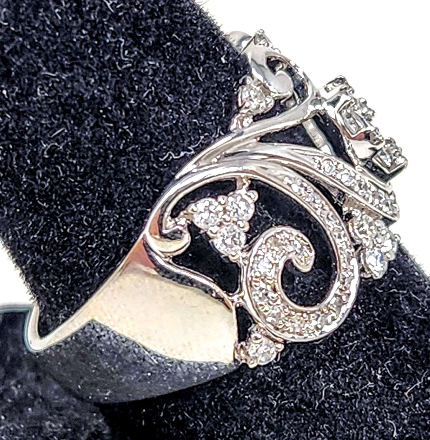 Effy Bouquet 14K White Gold Diamond Filigree Ring, ~0.53 TCW Size 7.5