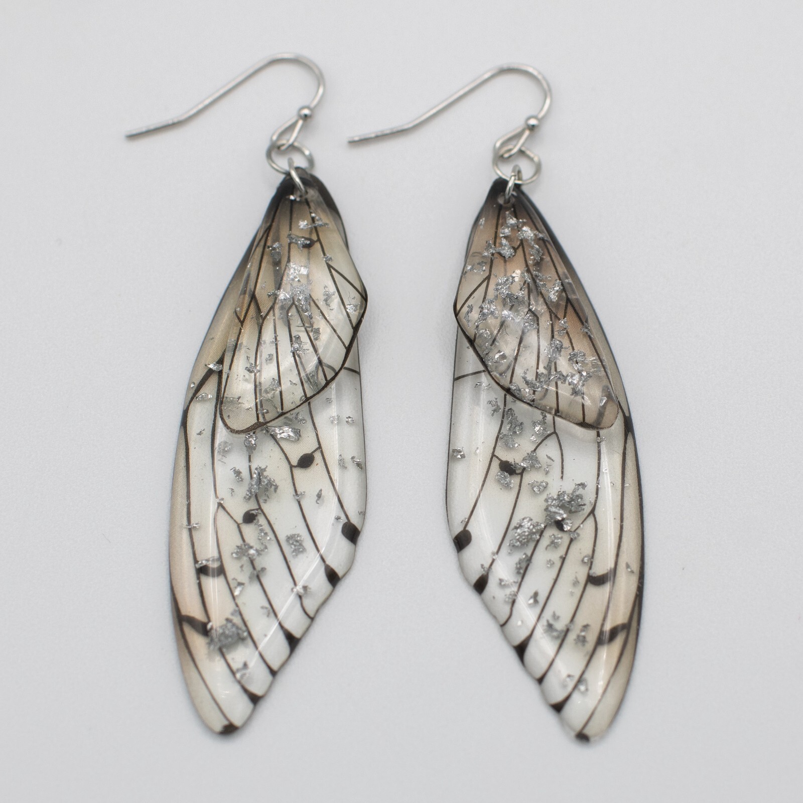 Clear & Black Butterfly Dangle Earrings – Radiant Beautiful Buttefly Wings