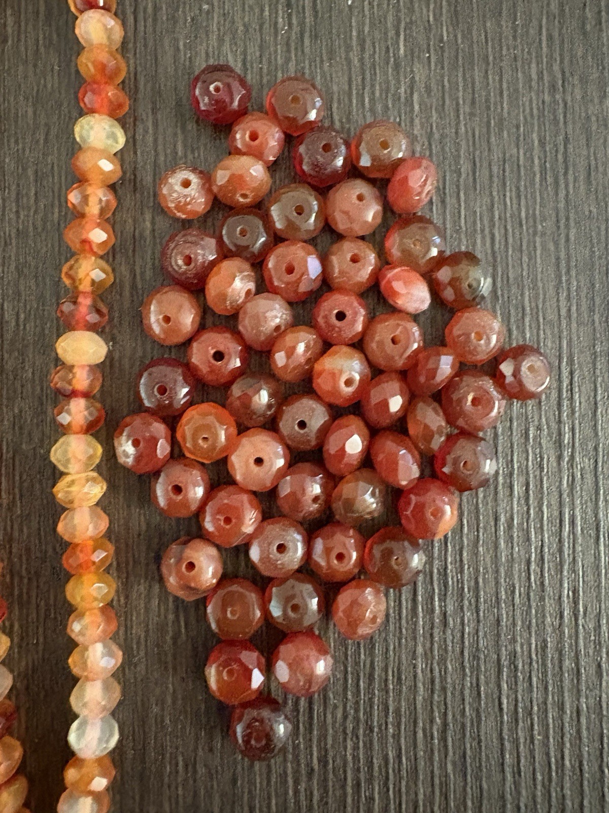 LOT Of Mixed Carnelian Red Aventurine Faceted Roundelle Stones Beads Read Info