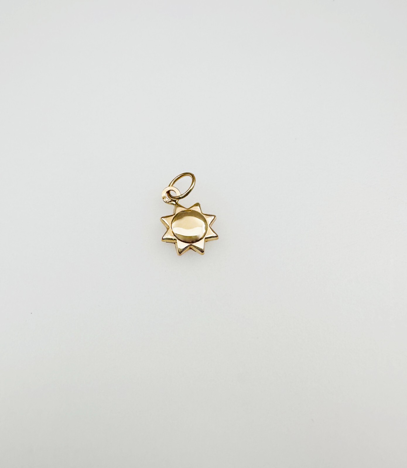 14K Solid Yellow Gold Mini/Petite Celestial Sun Charm Pendant .5x.3″ (13x7mm)