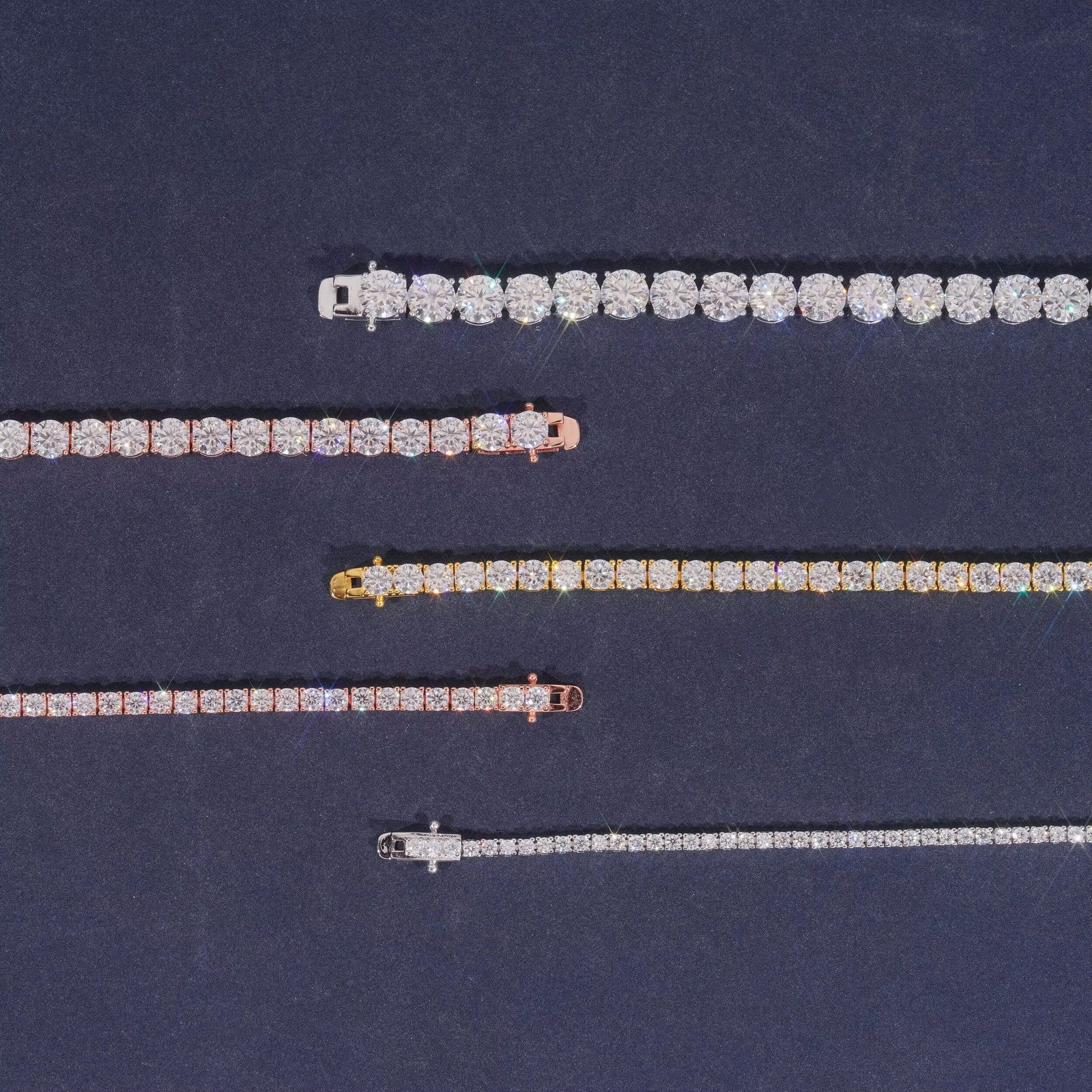 2-6.5mm VVS1 Moissanite Tennis Chain Necklace – 925 Sterling Silver Pass Tester