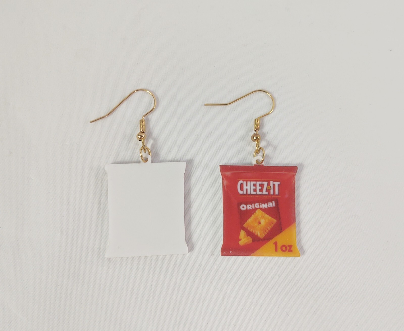 Hook Drop Dangle Pierced Earrings Cheez It Original Crackers Costume Jewelry