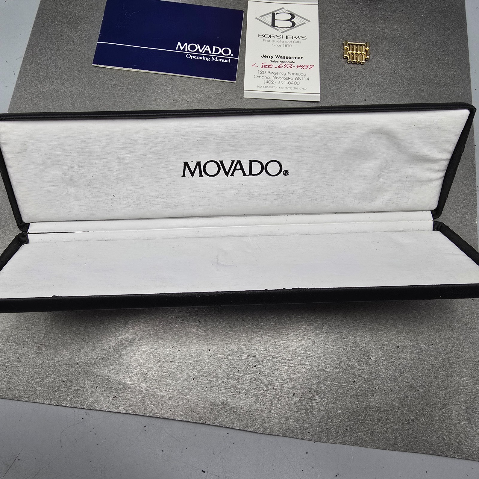 Movado Triple Calendar Moon Phase Watch Men 32mm White Dial Gold Tone NewBattery