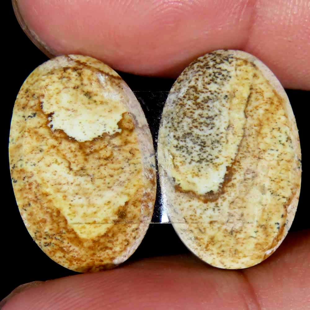 20.70Cts.100% Natural Designer Picture Jasper Oval 13x20x4mm cab Pair Gemstone