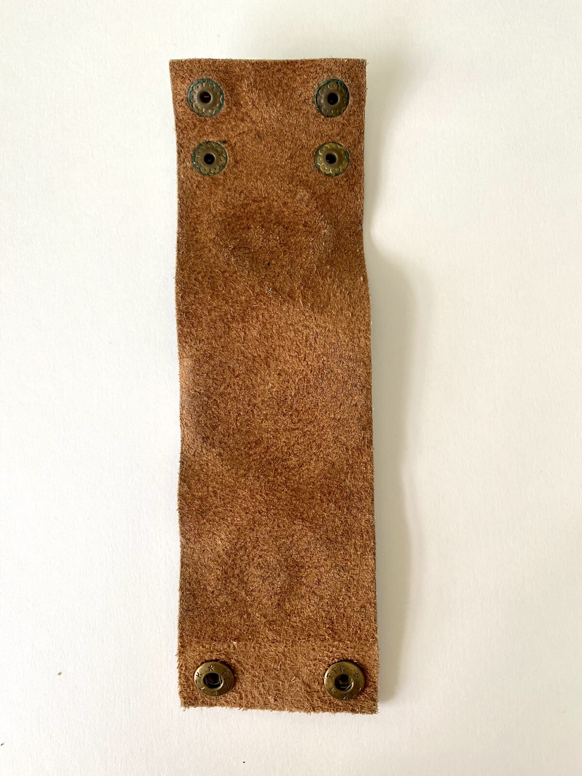 Handmade Faux Blue Green Gold Seed Stone Genuine Brown Leather Bracelet Sz S