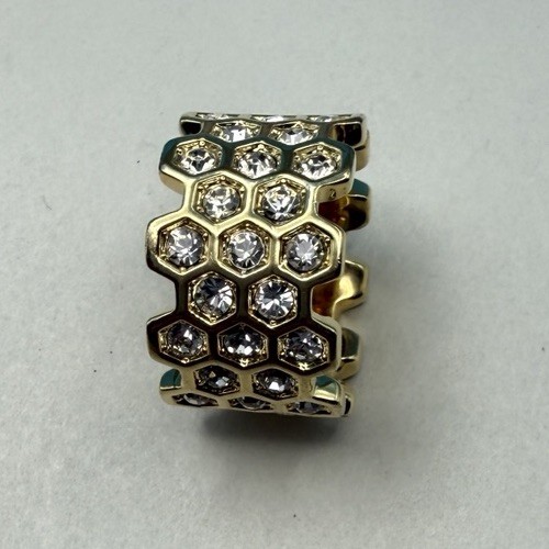 Honey Comb Eternity Multi Bezel, Round Clear Crystals PMJ China Gold Tone Sz 9