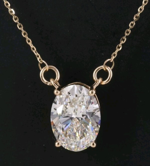 14k Yellow Gold 3.57 CT Lab Grown Oval Brilliant Cut Diamond VSI IGI Report 17″