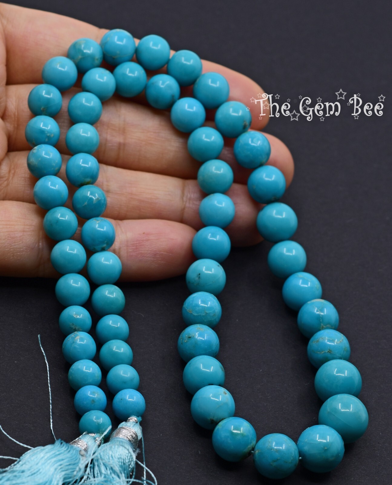 6.8-10.6MM Sleeping Beauty Turquoise Light Blue Smooth Round Rondelle 17.5 inch