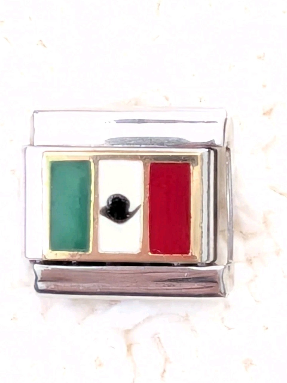 Gold & Steel Mexico Mexican Flag Italian Charm Classic 9mm Link E157