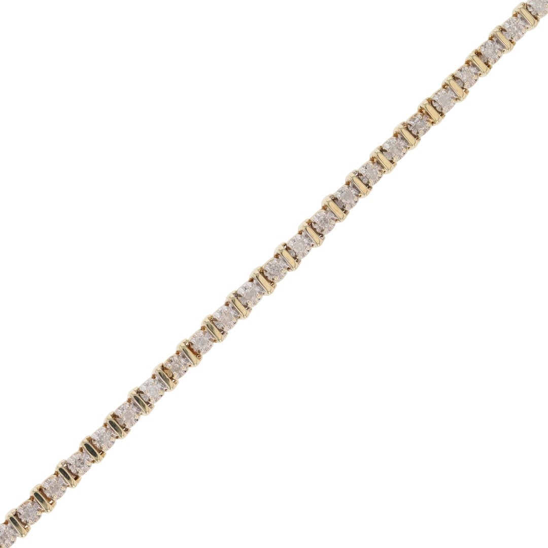 .37ctw Round Cut Diamond Bar-Link 7″ Tennis Bracelet 10k Yellow Gold 7.36 Grams