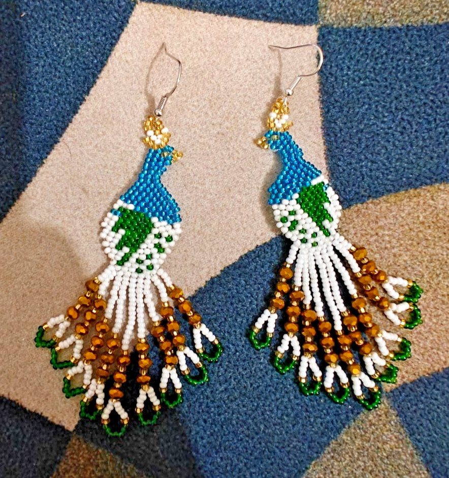 Boho Tribal Earrings American Native Earrings Large Seed Beads Earrings