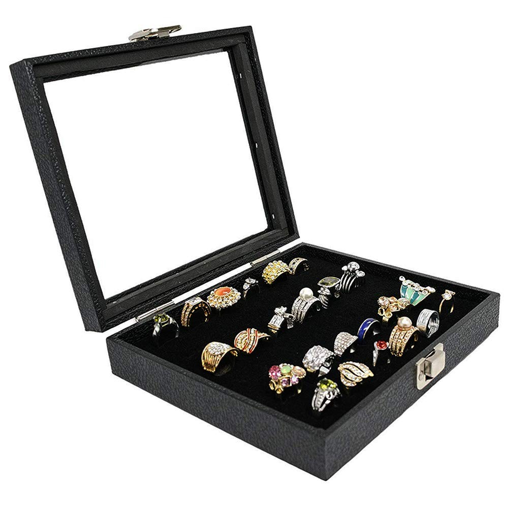 Barelove Jewelry Rings Storage Organizer Case, Black 19 x 21 x 5 cm,