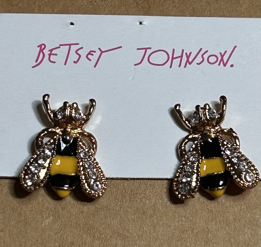 Fashion Cute Women Gold Plated Bee Black & Yellow Crystals Fashion Earrings