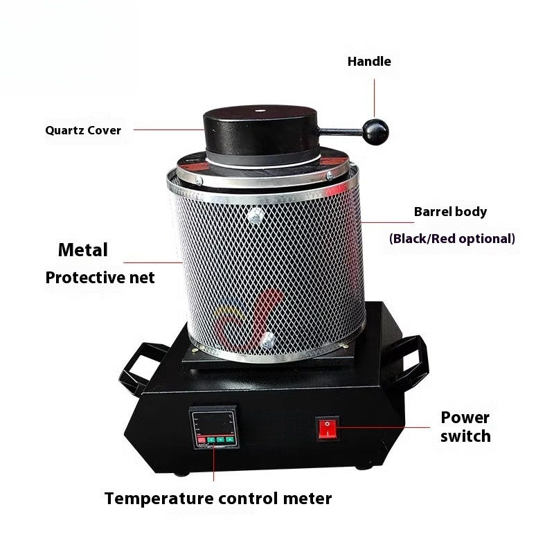 1600W Electric Melting Furnace Gold Silver Copper Smelter Graphite Crucible 220V
