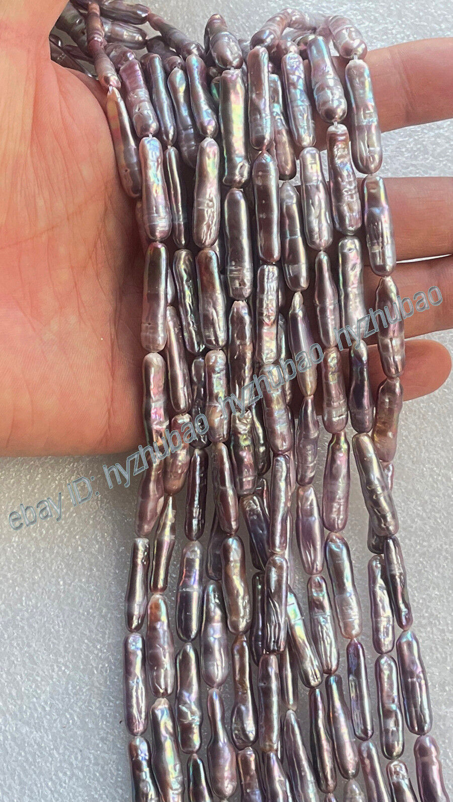 6x(25-30mm) Purple Colorful Freshwater Baroque Toothpick Pearl Loose Beads 15″