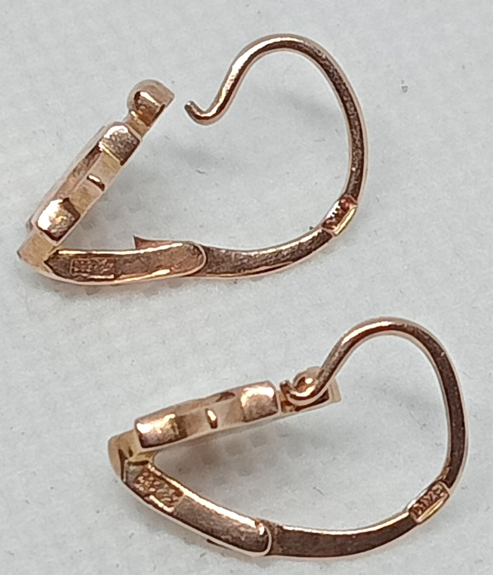 STAMPED 583 (14K ) USSR SOVIET ORIGINAL ROSE GOLD DROP EARRINGS