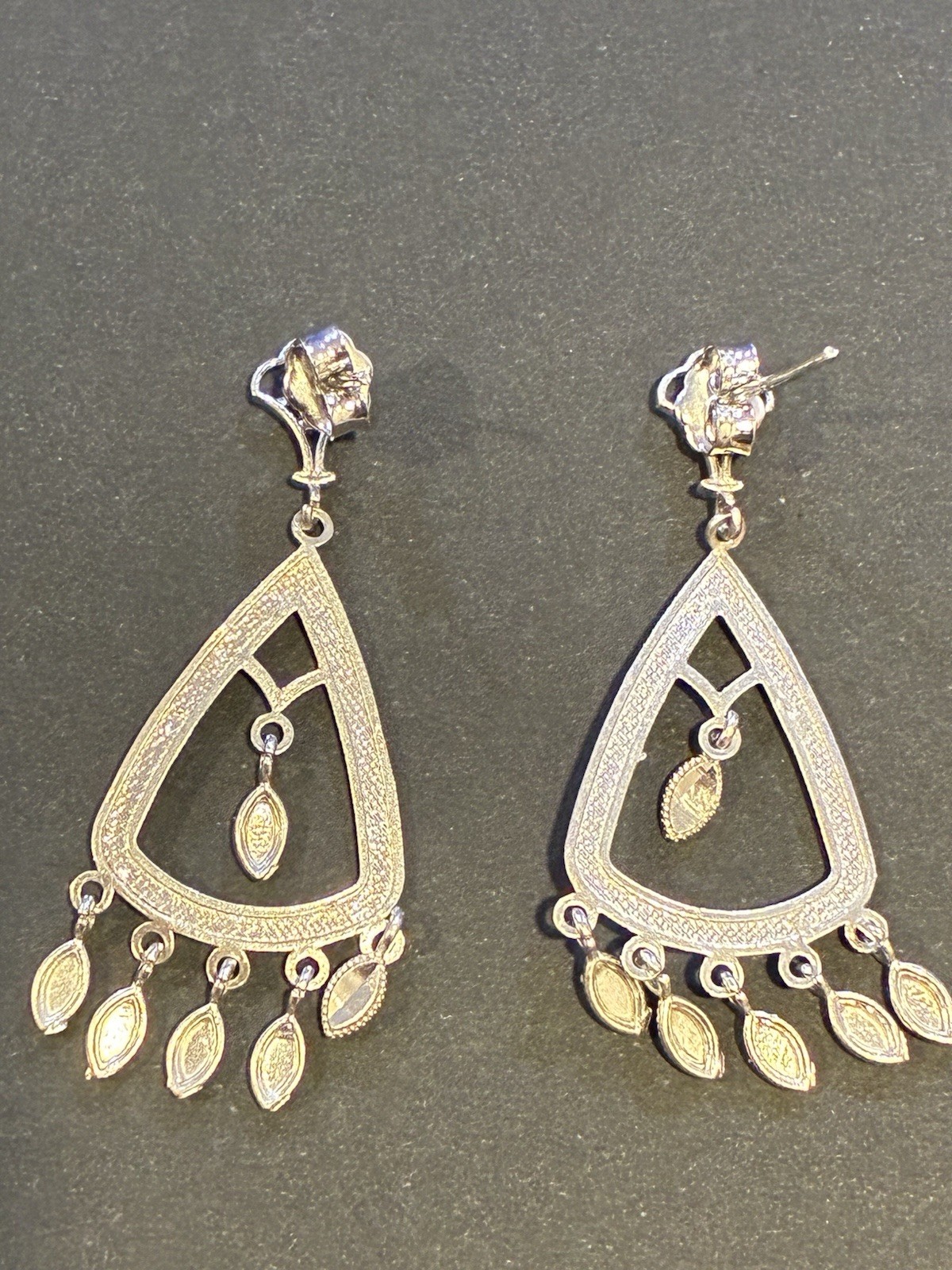 925 Sterling Silver Rhodium Chandelier Dangle Earrings 3cm Wide NWOT