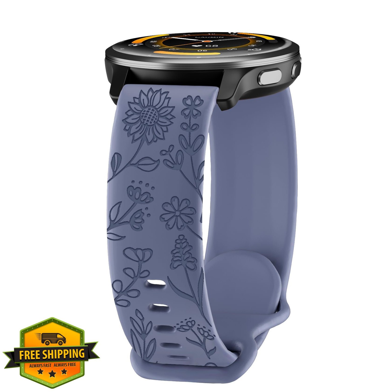 HQzon Sunflower Silicone Band Blue Gray 18mm for Garmin Venu 3S