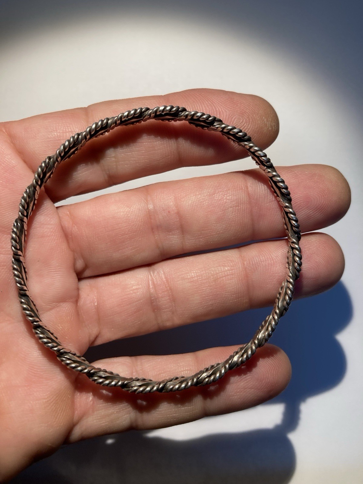 Bangle Bracelet Sterling 925 Silver Braided Rope 16 Grams 2 1/8 In Diameter m002