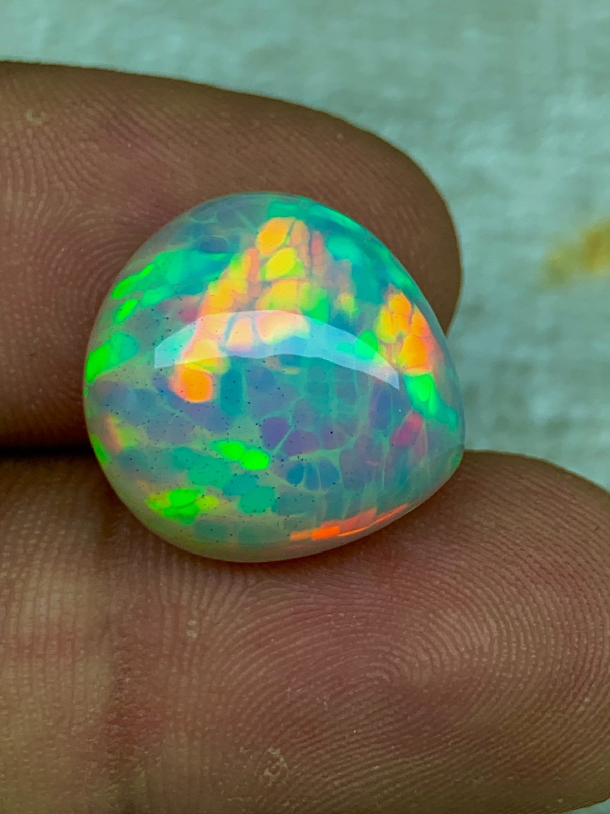 Natural Ethiopian Welo Opal 10.80crt Honeycomb Pattern Cabochon Loose Gemstone