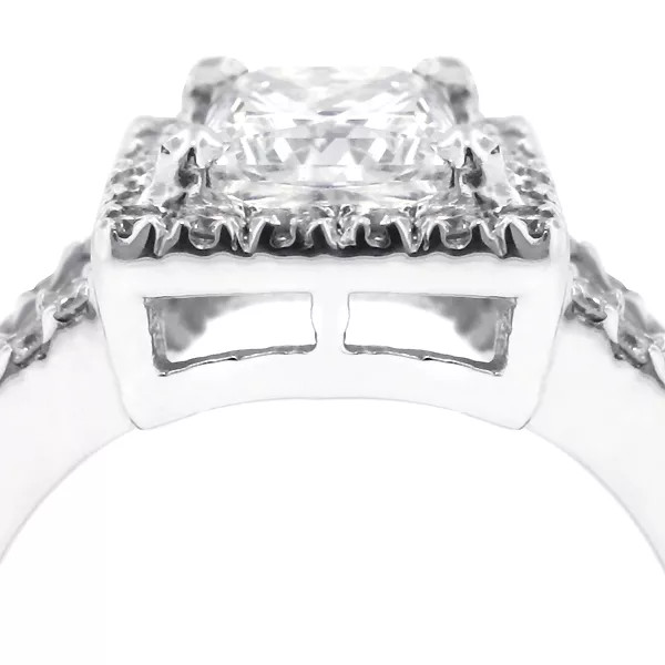 Engagement Ring 14K White Gold Halo 2.76 Carat Princess Lab-Grown Diamond E VS2