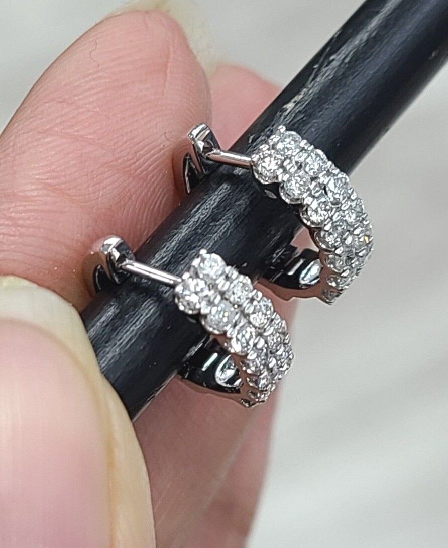 STEAL DEAL! 0.70 Carat Natural Round Diamonds Hoops Huggies Earrings in 14k Gold