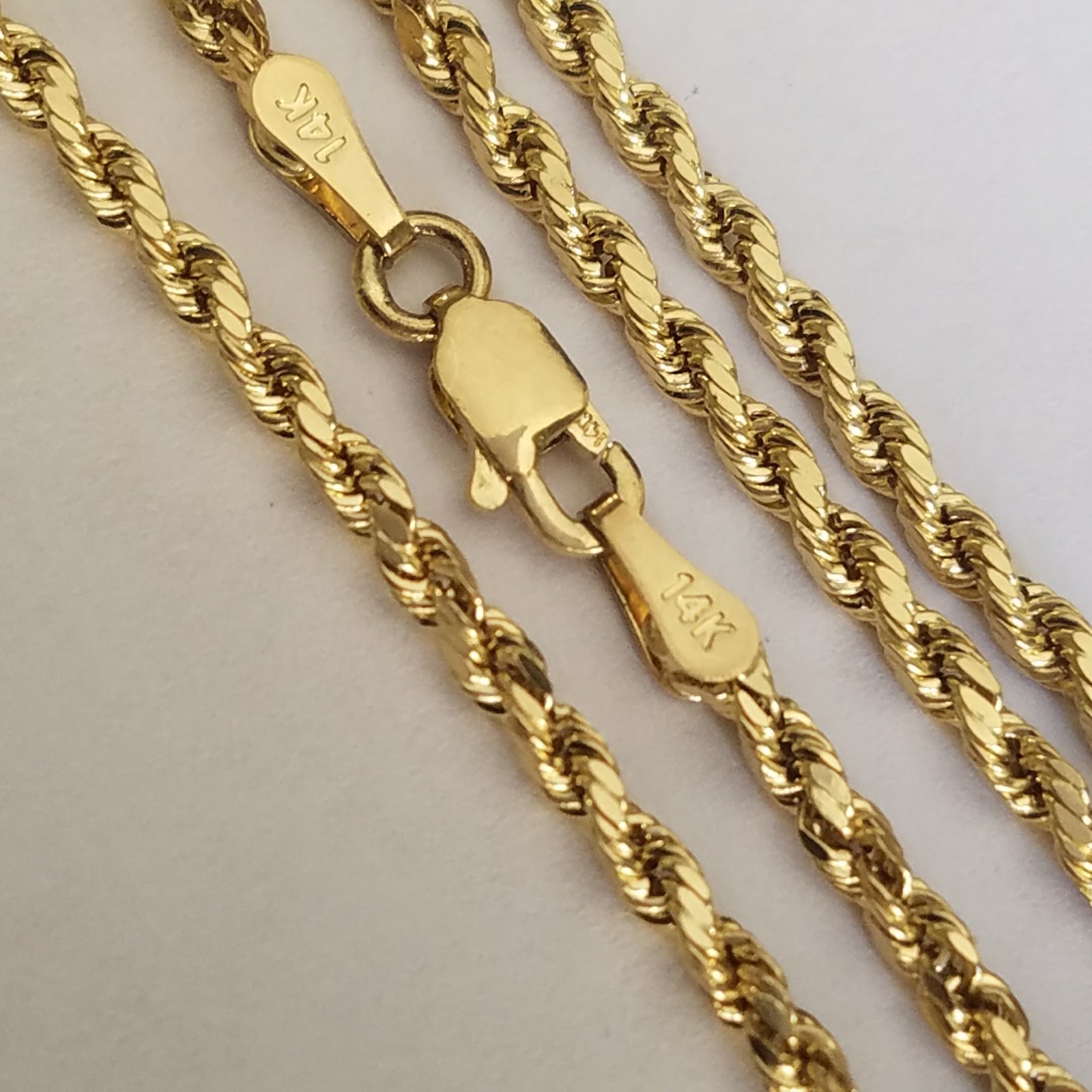 14k yellow gold rope chain 18 inches long 2 mm wide