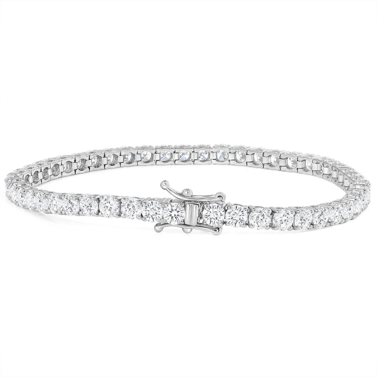 9 CT Round Brilliant Cut Moissanite Classic Tennis Bracelet in 18K Gold vermeil