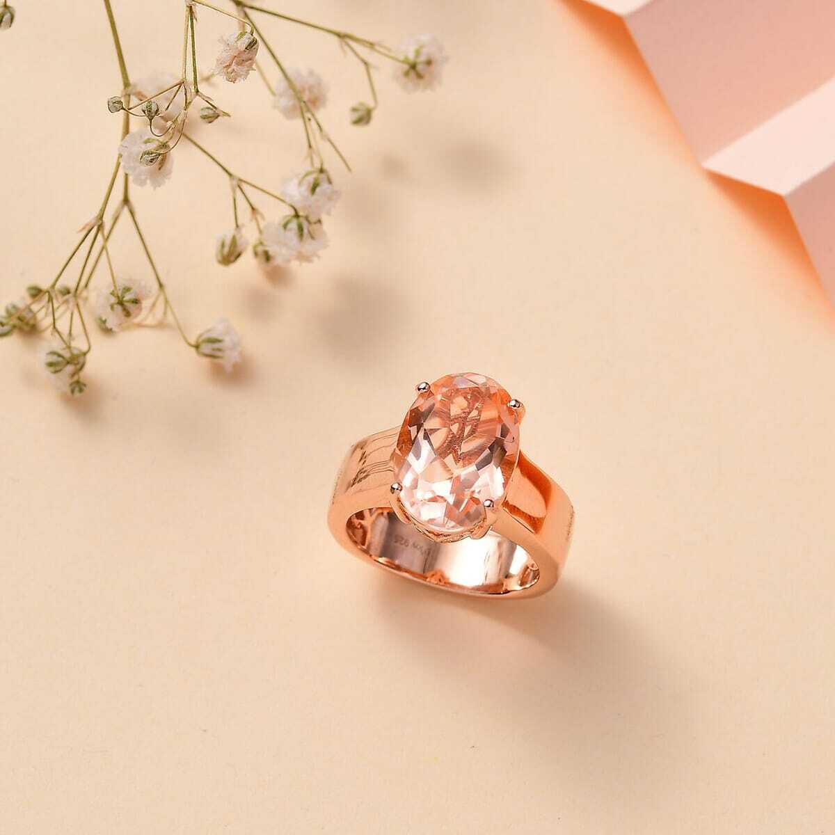 5.85ctw Morganique Quartz Triplet Solitaire Ring Vermeil Plated Sterling Size 10