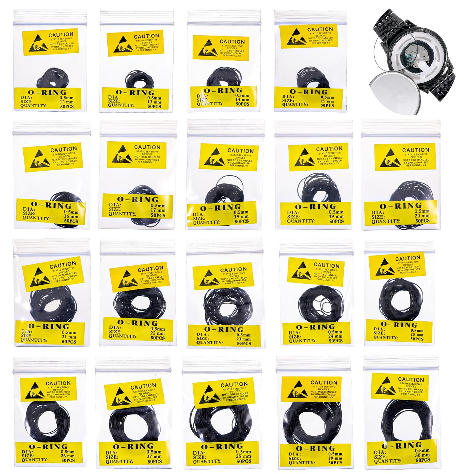 950Pcs Watch Gaskets Assorted Watch O Rings Garskets Back Seal Rings 0.5mm 12…