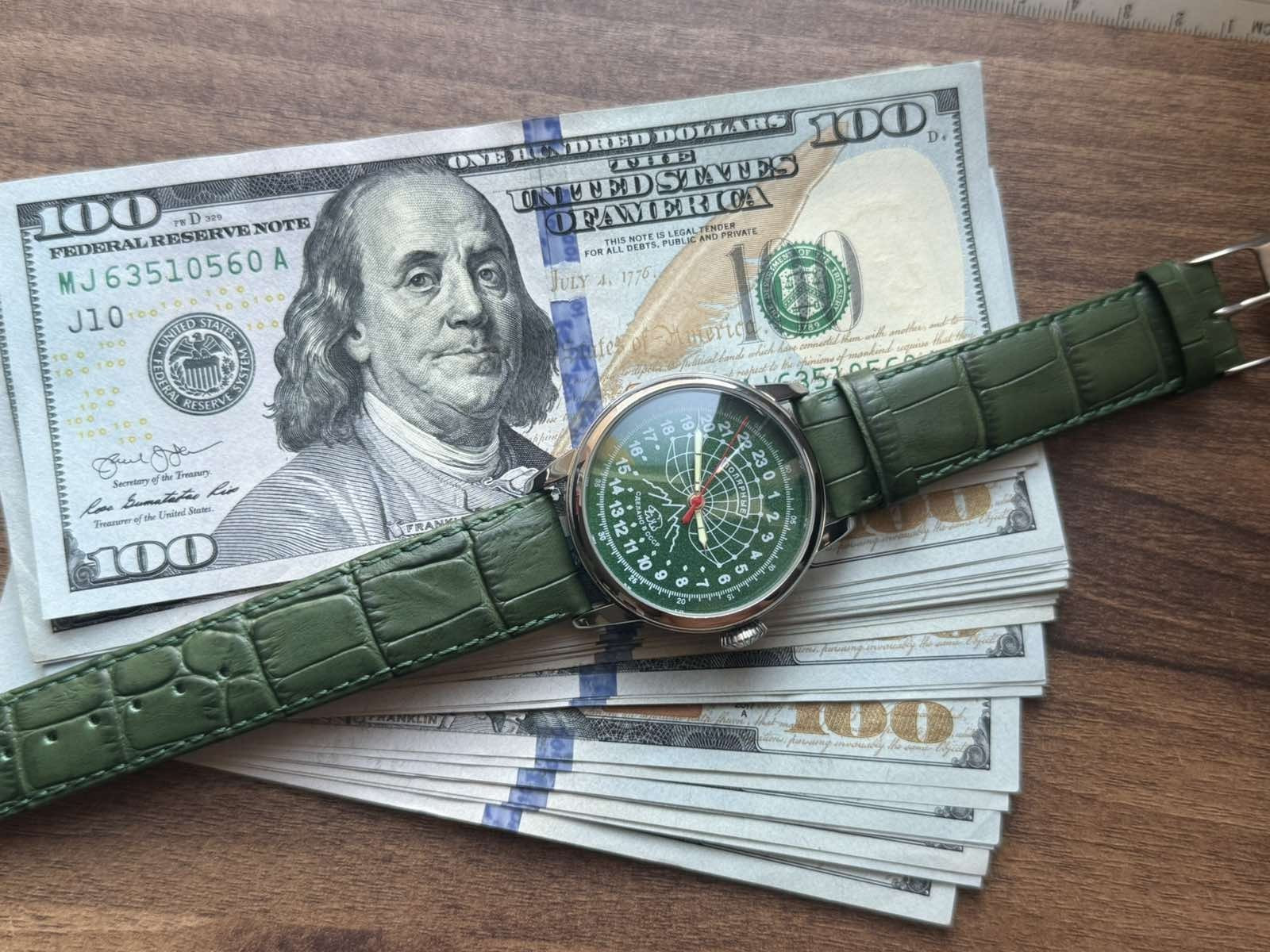 Watch 24h Mechanical Raketa Wrist Men Soviet USSR Polar Day Russian Rare Green