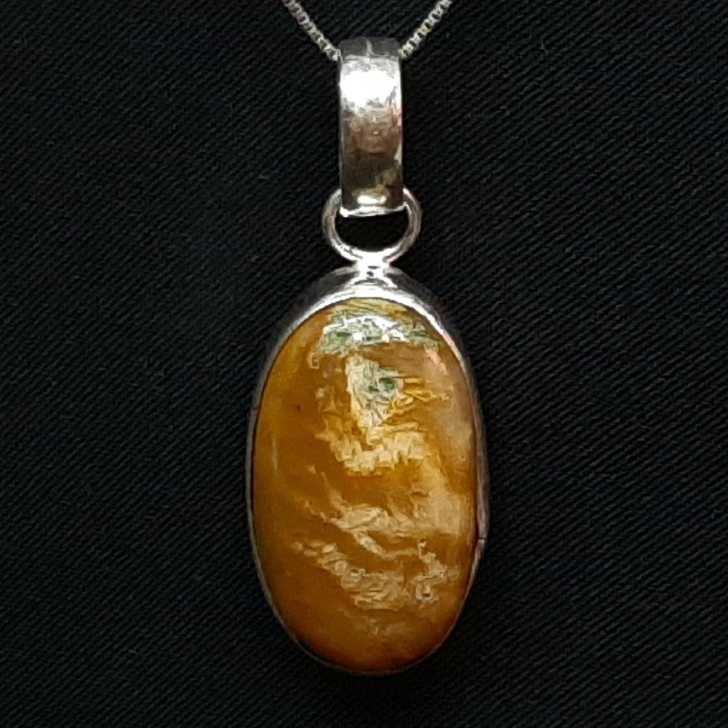 LARGE 9.82ctw Agate Cabochon Silver Pendant 6.3g