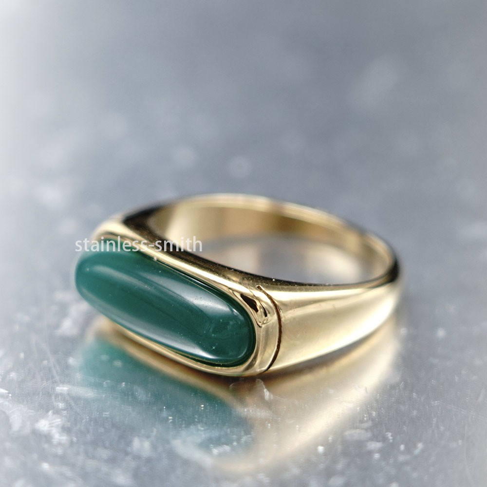 JXC 10k Mens Womens Gold Jade Jadeite Ring For Men Women Size 6 7 9 10 11 12 15
