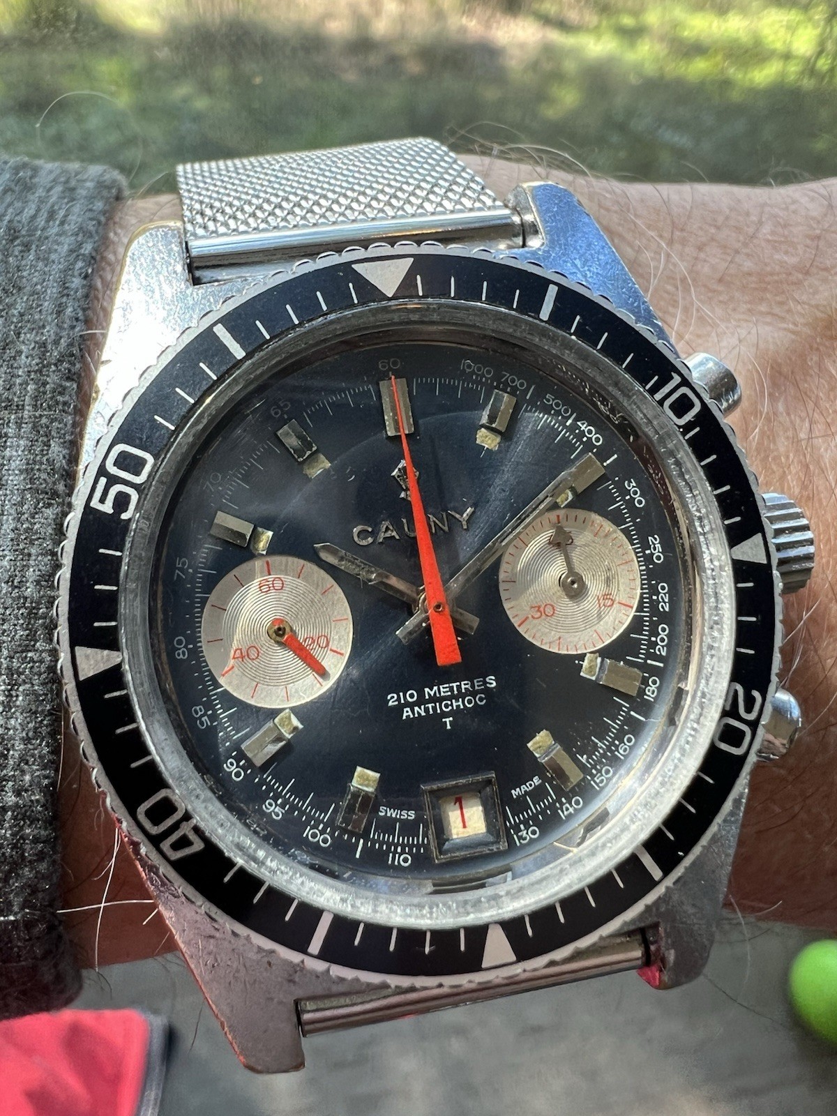 Vintage Swiss Jumbo Cauny Prima Chronograph Diver – Valjoux 7734 – Rare Model