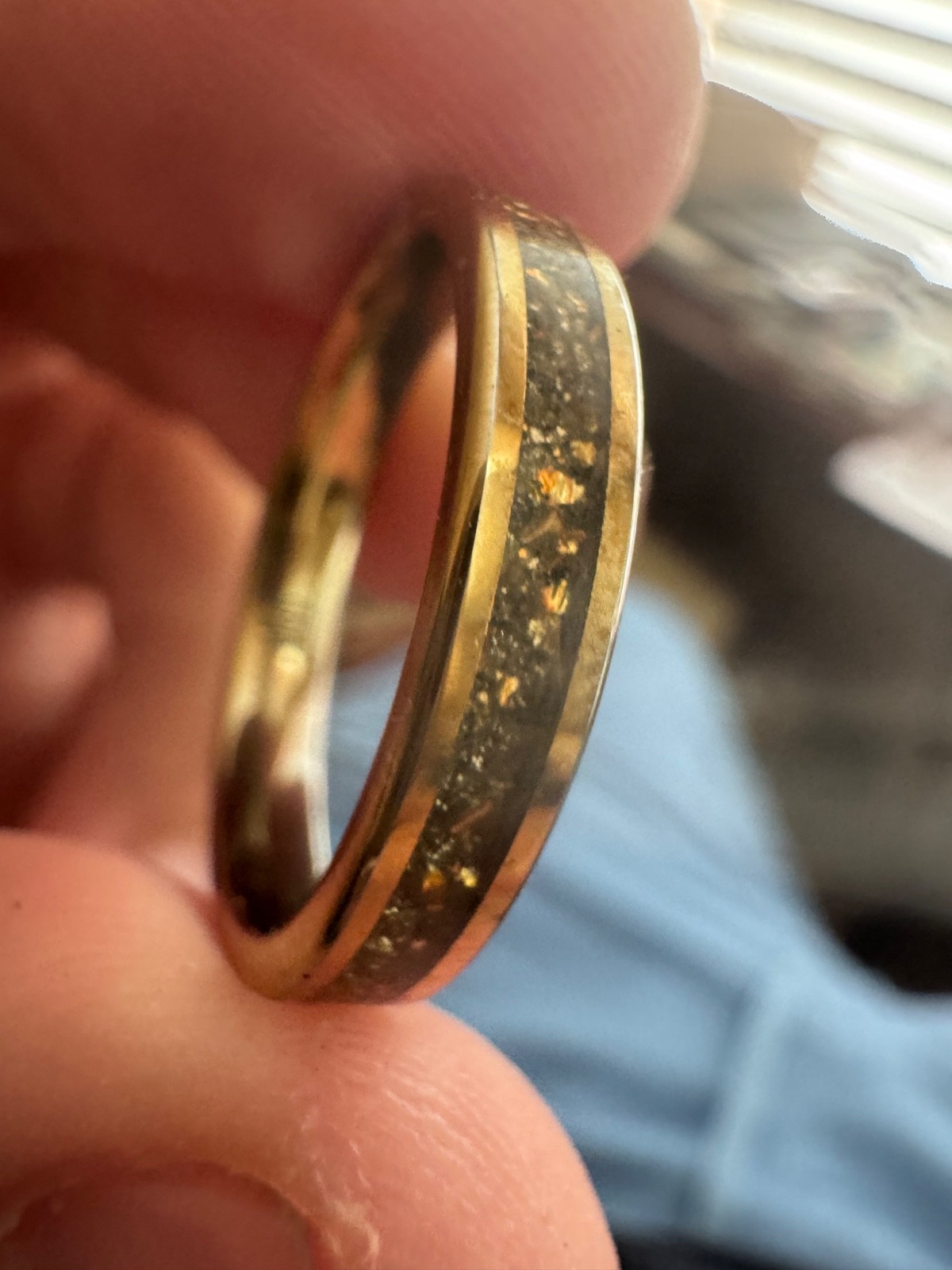 Triton Men’s Unisex Tungsten Carbide Band Gold Flake Inlay Wedding Ring