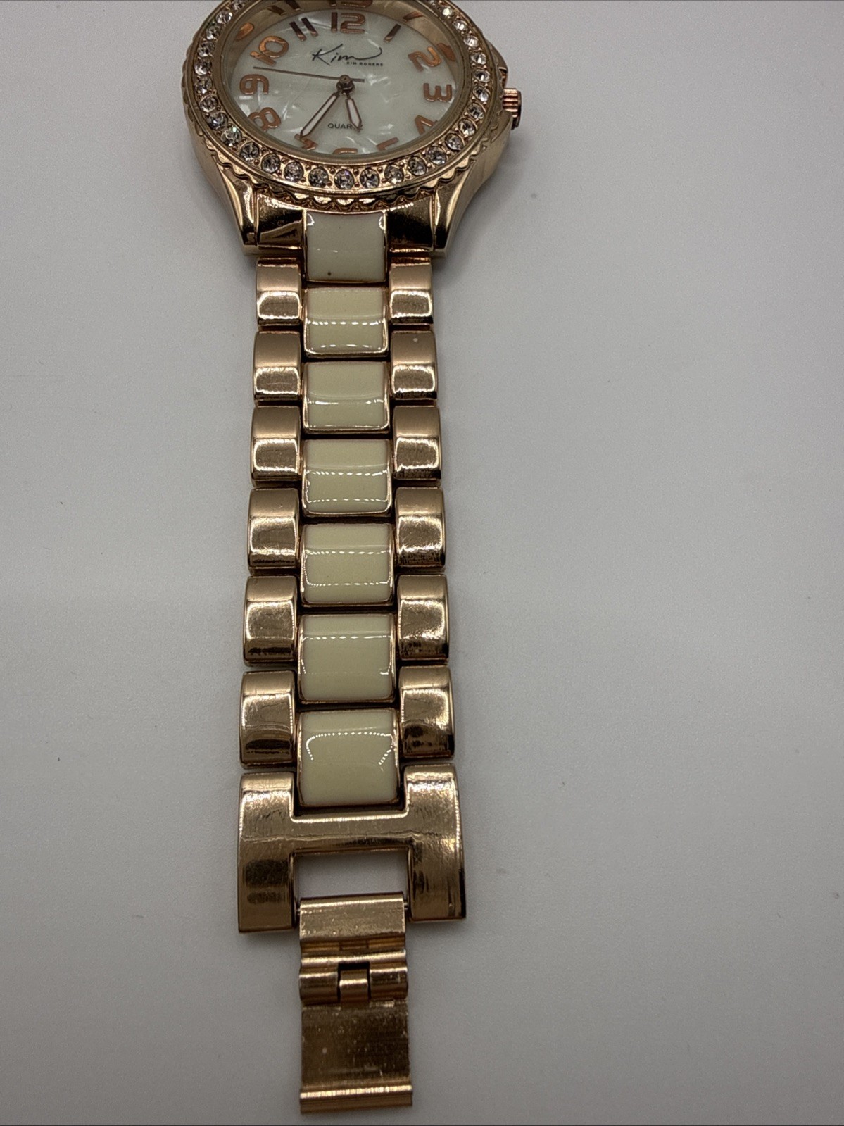 Kim Rogers Women’s Rose Gold Tone Rhinestone Quartz Watch New Battery Works