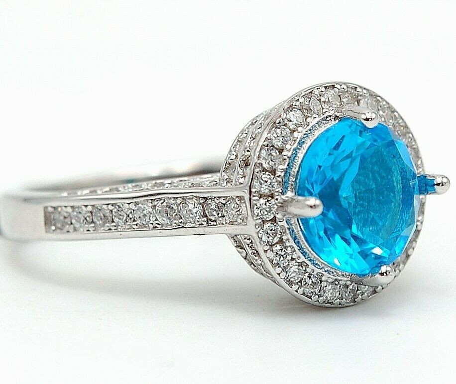 Heat Treated 4CT Blue Topaz 925 Solid Sterling Silver Ring Sz 6 UB3-9