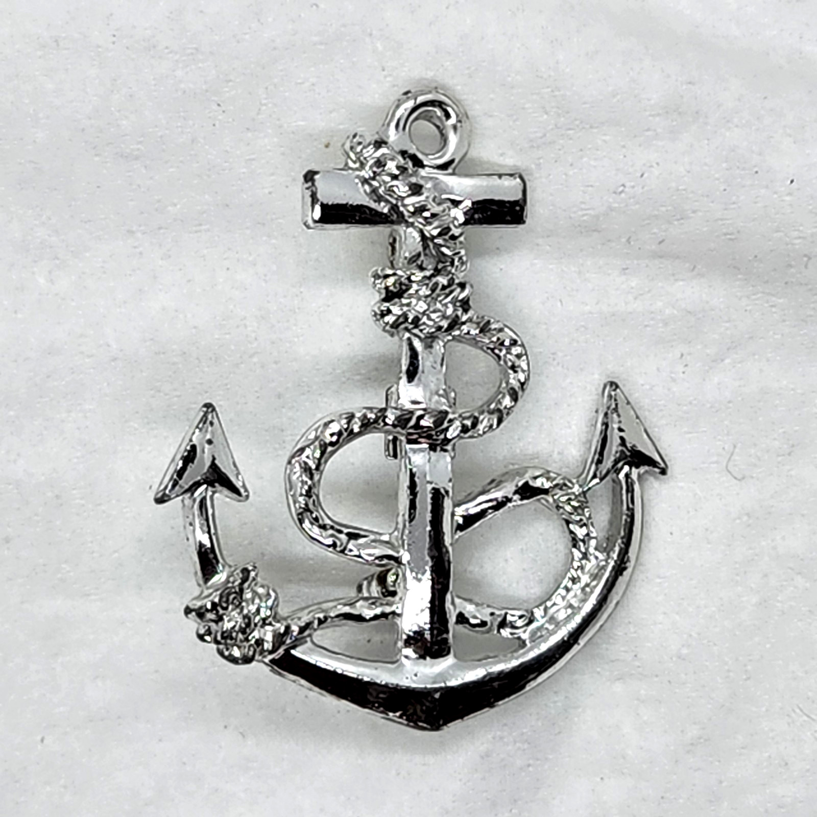 Silver Tone Nautical Boat Ship Anchor Brooch 1.75″ Tall