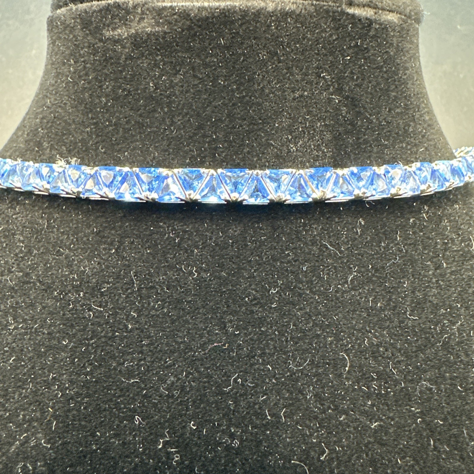 Vintage Suzanne Somers Silver 925 Blue CZ Bracelet 20cm long Thailand
