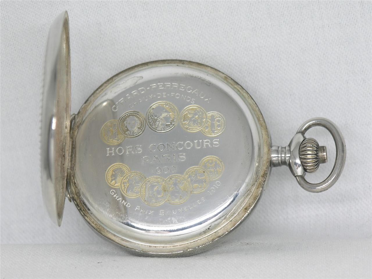 VINTAGE 51MM 17 JEWEL GIRARD-PERREGAUX CHRONOGRAPH SILVER POCKET WATCH, RUNNING!