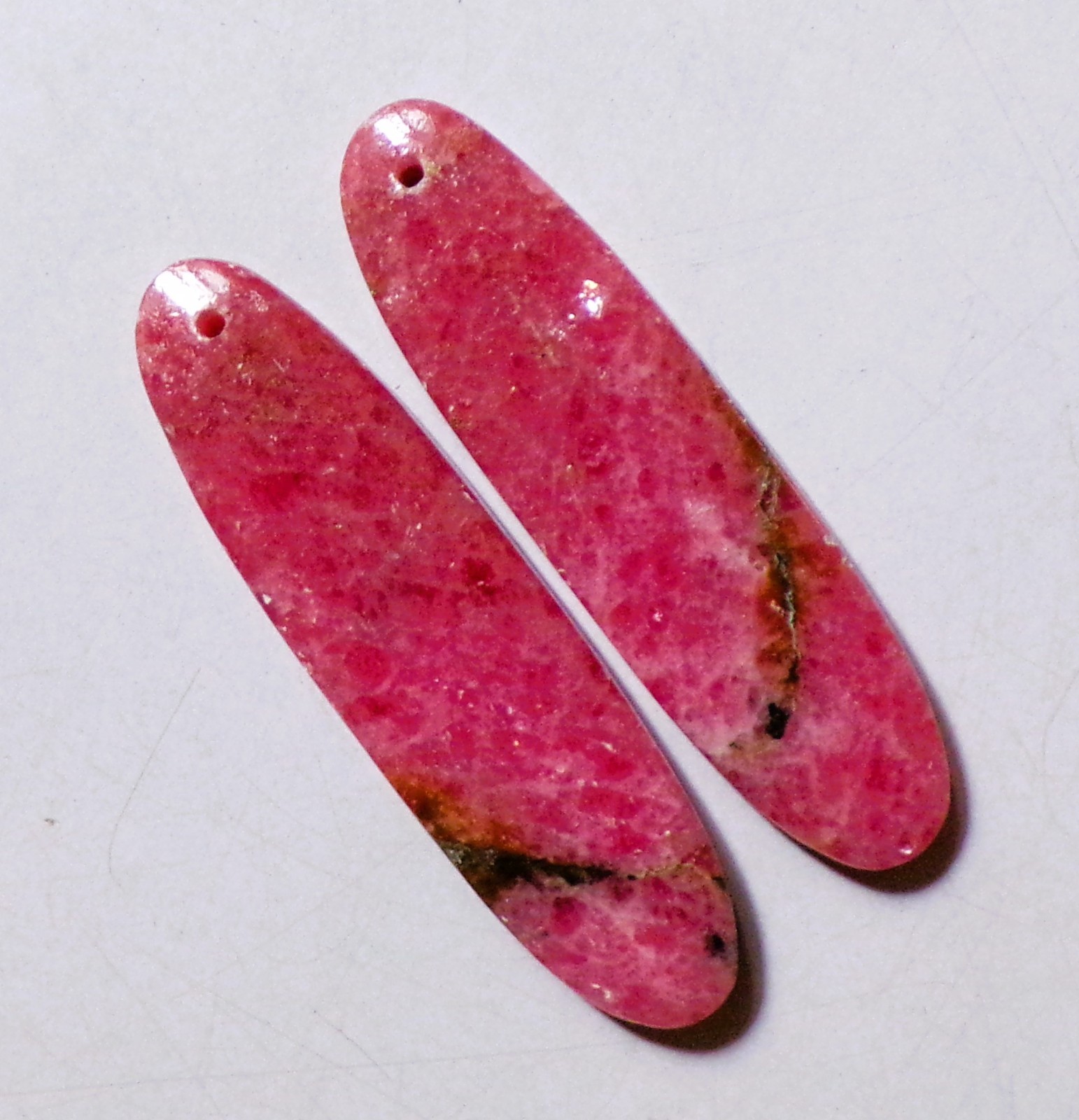 49.40 Cts Natural Rhodonite Drilled Cabochon Match Pair Gemstone 44X11.6MM 19