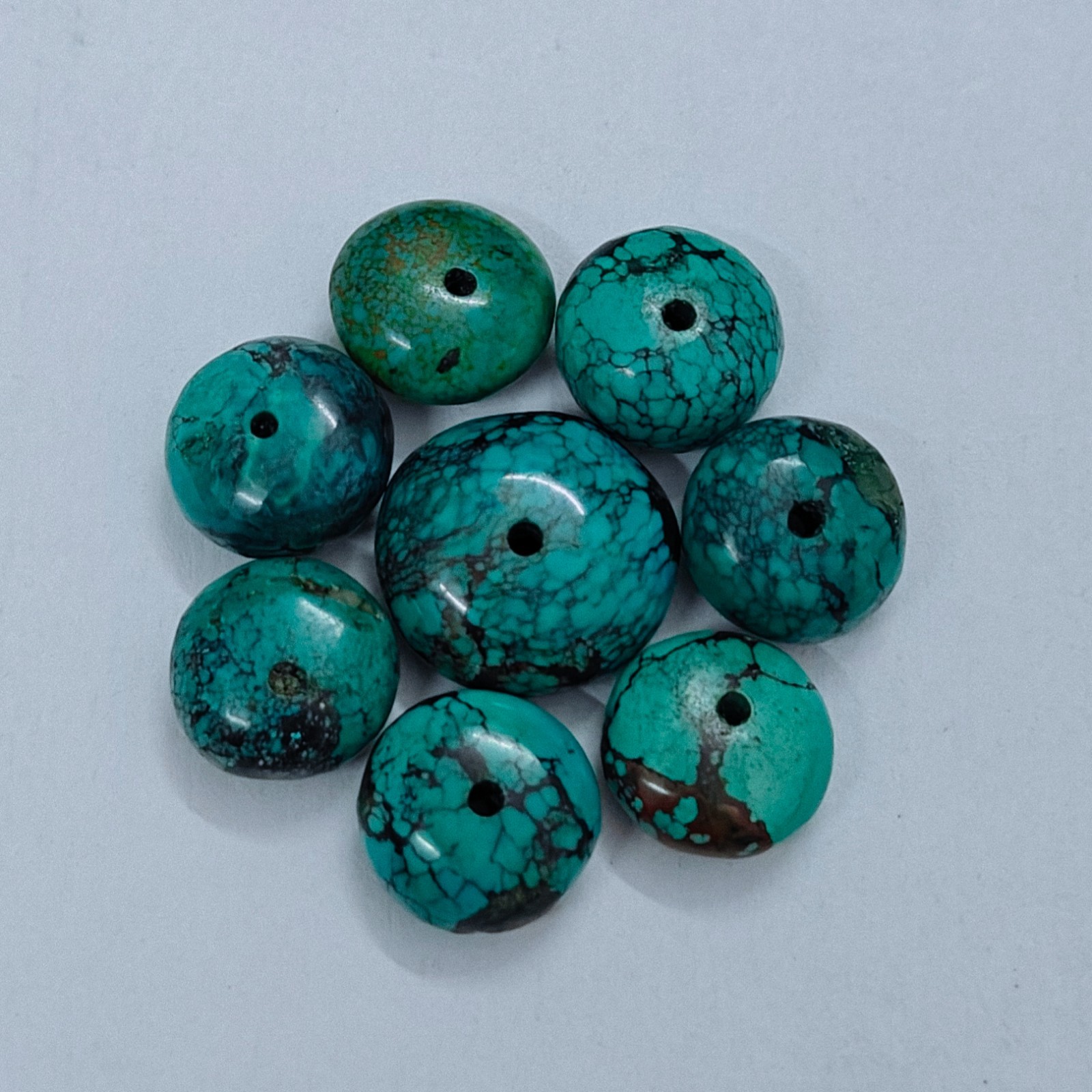 Hubie Turquoise Rondell Beads Loose Gemstone For Jewellery Making Supply 78 Cts.