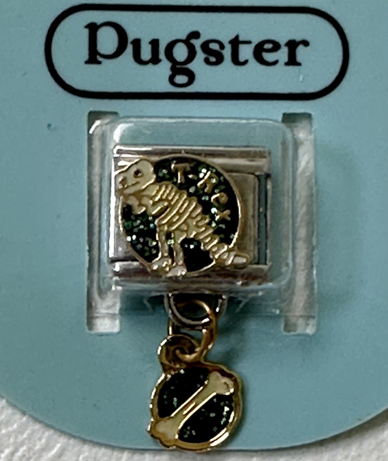 Pugster T-Rex Dinosaur Bone Dangle Italian Charm 9mm Bracelet Link Brand Gift