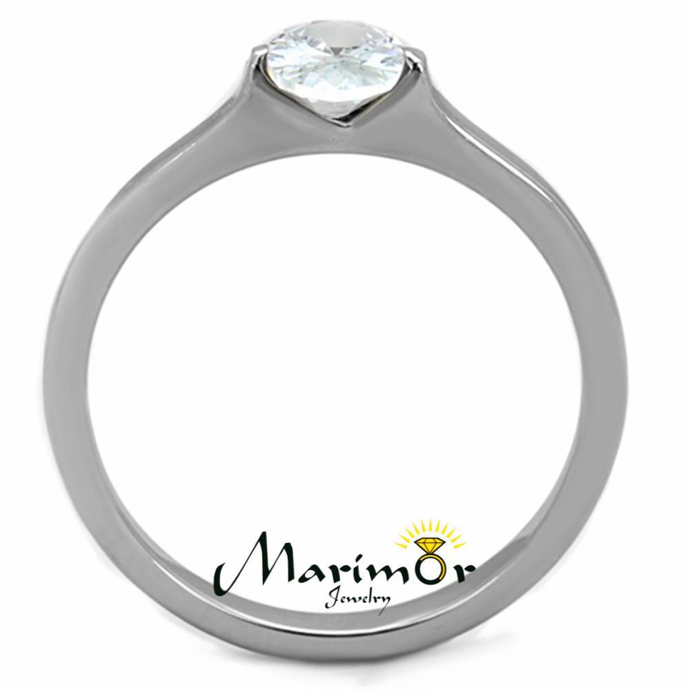 .76 Ct Zirconia Oval Solitaire Stainless Steel Engagement/Promise Ring Size 5-10