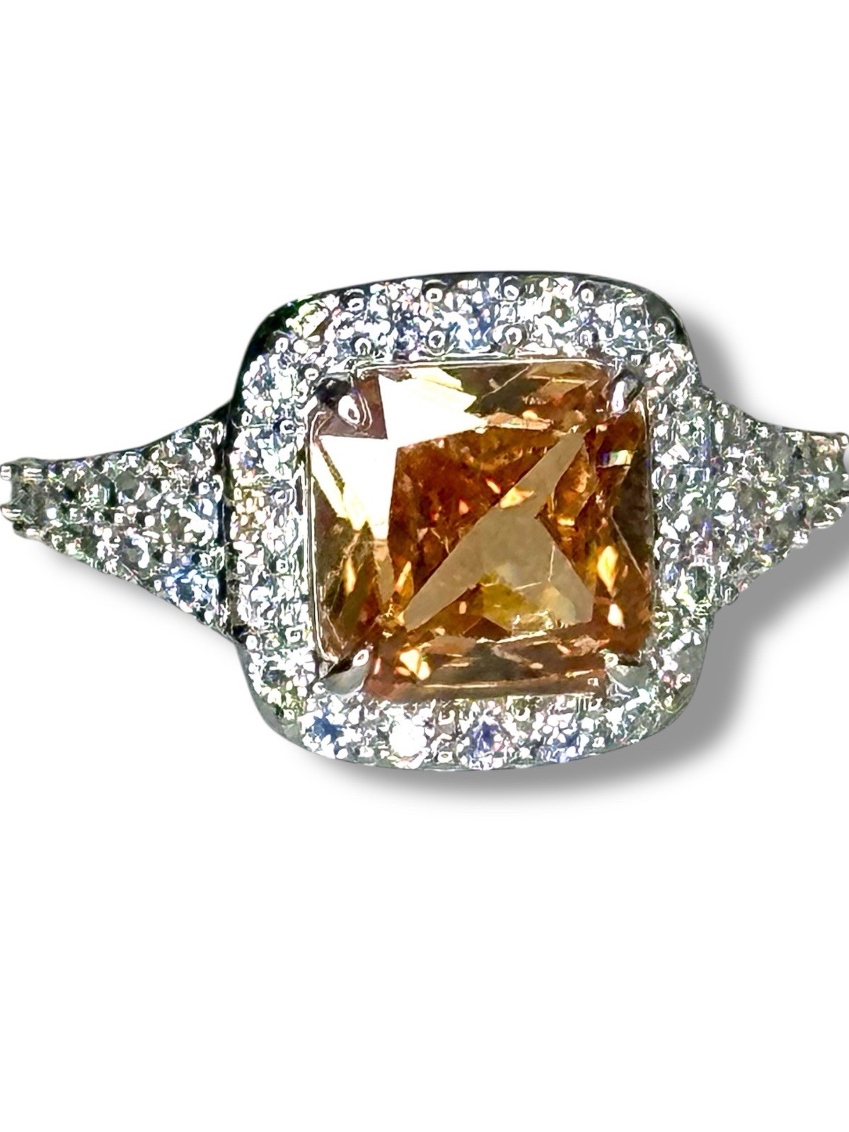 BP Ring RBP6657 “Sparkling With love” Dark Amber Topaz CZ On Rhodium SZ 9