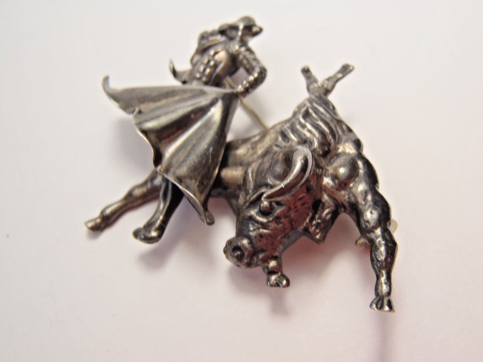 Mexico Sterling Silver Marcel Boucher Large 2 1/4″ Matador & Bull Brooch Pin